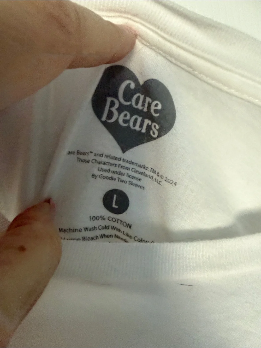 Care Bears White Tee with Pink Bow and Pastel Bears